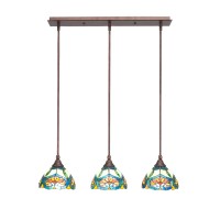 3 Light Linear Pendalier With Hang Straight Swivels Shown In Bronze Finish With 7