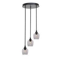 Empire 3 Light Cluster Pendalier In Matte Black Finish With 6