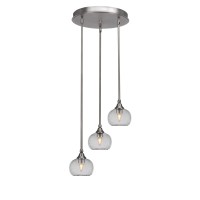 Empire 3 Light Cluster Pendalier In Brushed Nickel Finish With 7