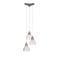 Europa 3 Light Cluster Pendalier Shown In Brushed Nickel Finish With 6.25