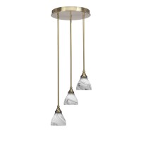 Empire 3 Light Cluster Pendalier In New Age Brass Finish With 6.25