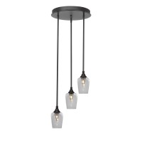 Empire 3 Light Cluster Pendalier In Dark Granite Finish With 5