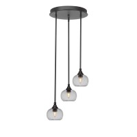 Empire 3 Light Cluster Pendalier In Dark Granite Finish With 7