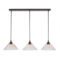 3 Light Linear Pendalier With Hang Straight Swivels Shown In Dark Granite Finish With 12