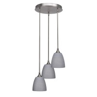 Empire 3 Light Cluster Pendalier In Brushed Nickel Finish With 8