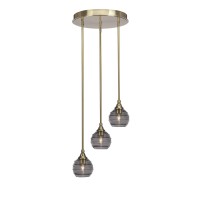 Empire 3 Light Cluster Pendalier In New Age Brass Finish With 6