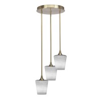 Empire 3 Light Cluster Pendalier In New Age Brass Finish With 6