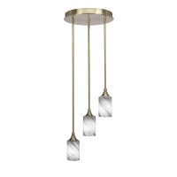 Empire 3 Light Cluster Pendalier In New Age Brass Finish With 4