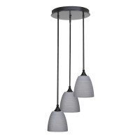 Empire 3 Light Cluster Pendalier In Matte Black Finish With 8