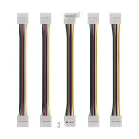 Btf-Lighting 5Pcs 6Pin 12Mm Wide Dual End With 15Cm Long Cable Led Strip Solderless Diy Connector Adapter Conductor For Rgbcct Rgbww Led Flexible Strip Light