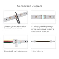 Btf-Lighting 5Pcs 6Pin 12Mm Wide Dual End With 15Cm Long Cable Led Strip Solderless Diy Connector Adapter Conductor For Rgbcct Rgbww Led Flexible Strip Light