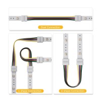 Btf-Lighting 5Pcs 6Pin 12Mm Wide Dual End With 15Cm Long Cable Led Strip Solderless Diy Connector Adapter Conductor For Rgbcct Rgbww Led Flexible Strip Light