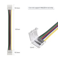 Btf-Lighting 5Pcs 6Pin 12Mm Wide Dual End With 15Cm Long Cable Led Strip Solderless Diy Connector Adapter Conductor For Rgbcct Rgbww Led Flexible Strip Light