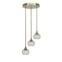 Empire 3 Light Cluster Pendalier In New Age Brass Finish With 7