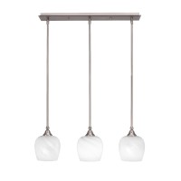 3 Light Linear Pendalier With Hang Straight Swivels Shown In Brushed Nickel Finish With 6