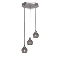 Empire 3 Light Cluster Pendalier In Brushed Nickel Finish With 6