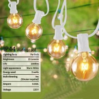 Sunsgne 50Ft Outdoor String Lights G40 Globe String Lights With 25 Clear Edison Bulbs(5 Spare), White String Lights Outdoor Patio Lights For Indoor Outdoor Commercial Decor (White Wire)