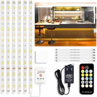 Gupup 8 Pc Under Cabinet Lighting Kit 15 Ft Available Appremote Controller Adapter Extendable Dimmable 3000K6000Kwarmwhitene