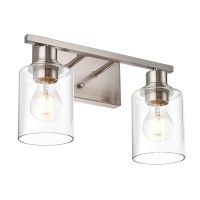 Vinluz Modern Bathroom Vanity Light 2 Light Industrial Wall Sconces In Brushed Nickel Finish Indoor Metal Base Wall Mounted Fixt