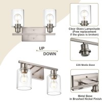 Vinluz Modern Bathroom Vanity Light 2 Light Industrial Wall Sconces In Brushed Nickel Finish Indoor Metal Base Wall Mounted Fixt