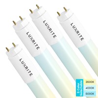 Luxrite 3Ft T8 Led Tube Light, Type A+B, 12W=25W, 3 Colors 3500K | 4000K | 5000K, Single And Double End Powered, Plug And Play Or Ballast Bypass, 1560 Lumens, F25T8, Frosted Cover, Ul, Dlc (4 Pack)