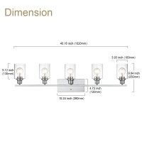 Vinluz 5 Light Bathroom Lighting Fixture In Chrome Finish Contemporary Indoor Wall Lights With Clear Cylinder Glass Shade Classi