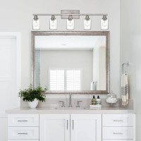 Vinluz 5Light Bathroom Vanity Light Fixtures In Brushed Nickel Finish Indoor Wall Sconce Lighting Over Mirror With Clear Glass