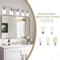 Vinluz 5Light Bathroom Vanity Light Fixtures In Brushed Nickel Finish Indoor Wall Sconce Lighting Over Mirror With Clear Glass