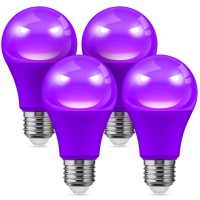 L Lohas Led Halloween Purple Led Light Bulbs Outdoor A19 9W60W Equivalent Purple Colored Light Bulb E26 Base Nondim 4Pac