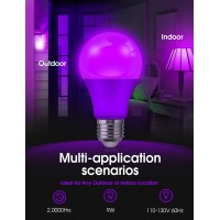 L Lohas Led Halloween Purple Led Light Bulbs Outdoor A19 9W60W Equivalent Purple Colored Light Bulb E26 Base Nondim 4Pac