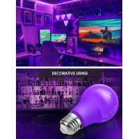 L Lohas Led Halloween Purple Led Light Bulbs Outdoor A19 9W60W Equivalent Purple Colored Light Bulb E26 Base Nondim 4Pac