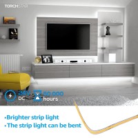 Torchstar Cob Led Strip Lights, 16.4 Ft Cuttable Tape Bendable Light, 504Leds/M, 5400Lm Flexible Ambience Diy Lighting, 5000K Daylight, For Cabinet, Bookcase, Counter, Bedroom