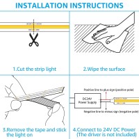 Torchstar Cob Led Strip Lights, 16.4 Ft Cuttable Tape Bendable Light, 504Leds/M, 5400Lm Flexible Ambience Diy Lighting, 5000K Daylight, For Cabinet, Bookcase, Counter, Bedroom