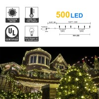 Weillsnow 164Ft 500 Led Christmas Lights, Waterproof 8 Twinkle With Memory Functions Christmas Tree Lights For Indoor Outdoor Christmas Tree Garden Decoration (Warm White)