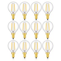 Crlight 2W Led Candelabra Bulb 25W Equivalent Warm White 2700K 250Lm, E12 Vintage Edison G16(G50) Led Globe Bulb, Chandelier Bathroom Vanity Mirror Light Bulbs, Non-Dimmable, 12 Pack