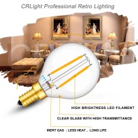 Crlight 2W Led Candelabra Bulb 25W Equivalent Warm White 2700K 250Lm, E12 Vintage Edison G16(G50) Led Globe Bulb, Chandelier Bathroom Vanity Mirror Light Bulbs, Non-Dimmable, 12 Pack