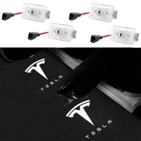 carwiner Puddle Lights 4PcS compatible with Tesla Model 3YSX car Door Lights Logo Projector with Extension cord LED Accessories 4 Pack Upgrade