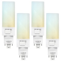 Luxrite Horizontal Pl Led Cfl Replacement, 11W, Ballast Bypass, Fits G24D G24Q Gx24Q, 3 Color Selectable 3500K-5000K, 1450 Lumens, Rotatable, Replace 26W/32W/42W Cfl 2 Pin And 4 Pin Base Bulb (4 Pack)