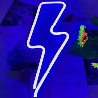 Neon Signs Lightning Bolt Neon Light Sign For Wall Decor, Battery Or Usb Powered Led Lightning Light Neon Sign For Bedroom, Kids Room, Birthday, Party, Wedding, Home Decorations, Kids Gift Blue