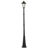 Outsunny 8' Solar Lamp Post Light, Waterproof Aluminum, Motion Activated Sensor Pir, Automatic Outdoor Vintage Street Lamp For Garden, Lawn, Pathway, Driveway, Black