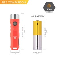 Rovyvon A1 Usb C Rechargeable Edc Flashlight 650 Lumens Super Bright Outdoor Mini Keychain Flashlights For Everyday Carry, Camping, Thanksgiving, Xmas Gift(Orange)