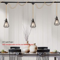 Alaislyc 3 Light Plug In Pendant Lights Cord Hanging Lamp Kit With Switch 22 Ft Long Hemp Rope Farmhouse Pndant Light Cord Light