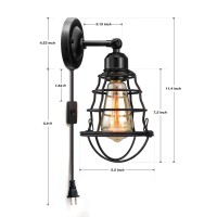 Lyoowng Plug In Wall Sconces 2Pack Industrial Wall Lamp With Plug In Cord Farmhouse Wall Sconces Wire Cage Wall Sconce Vinta