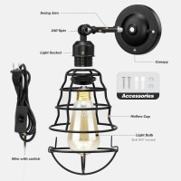 Lyoowng Plug In Wall Sconces 2Pack Industrial Wall Lamp With Plug In Cord Farmhouse Wall Sconces Wire Cage Wall Sconce Vinta