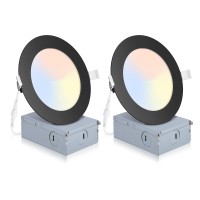 2 Pack Recessed Lighting 4 Inch With Junction Box 5Cct 4 Inch Black Led Recessed Lights Dimmable 2700K3000K4000K5000K6000K