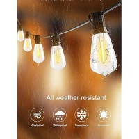 Damaing Outdoor String Lights Led 50Ft Waterproof Patio Lights With 27 Vintage Shatterproof Led Edison Bulbs Outside Lighting Co