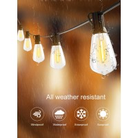 Damaing Led Outdoor String Lights 100Ft Waterproof Patio Lights With 52 Dimmable Edison Bulbs Shatterproof Outside Hanging Strin