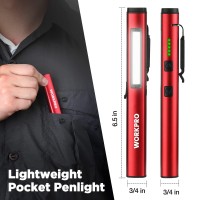 Workpro Rechargeable Pen Light, 450 Lumen Led Flashlight With 365 Nm Uv Black Light, Multifunctional Penlight For Mechanic Emergency Outdoor, Great Gifts