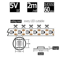 Hauty Blacklight Led Strip Usb Powered, 6.5Ft/2M Smd5050 Total 120 Leds (60 Led/M) 5V 12W Flexible Cuttable Uv Led For Glow In The Dark Party, Halloween Decor