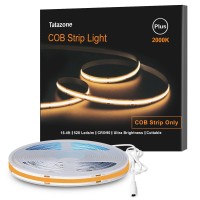 Tatazone 528 Leds/M Ultra Bright Yellow Led Cob Strip Lights 2000K, 16.4Ft Cri85+ Dc24V Cob Led Light Strip, Cuttable Cob Tape Lights For Ceiling, Kitchen, Bedroom, Cabinet, Window